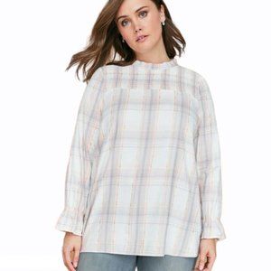 Lane Bryant Plaid Rose Gold Blouse Size 22